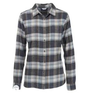 Woolrich blue/green Majolica Plaid snap button down flannel Size Medium